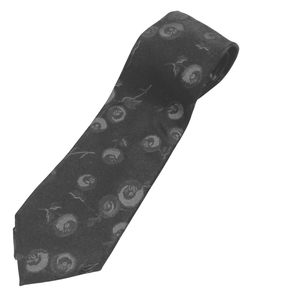 DKNY Mens Silk Tie Black Floral‎ Jacquard Woven Necktie Made in USA RN 121148